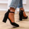 Newness Sculptural Chunky Heel Sandals in beige showcasing the breathable fabric comfortable block heel and sleek design perfect for summer