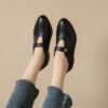Newness Parisian Pointed Mary Jane Flats in classic black showcasing the elegant pointed toe and comfortable fit Perfect for any occasion