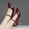 Bordeaux Nights Burgundy Mary Jane Heels by Newness These elegant heels feature a glossy finish a comfortable block heel and an adjustable ankle strap perfect for spring events
