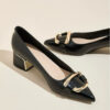 Newness Milan Black Block Heel Pumps Classic black pumps with a comfortable block heel perfect for any occasion