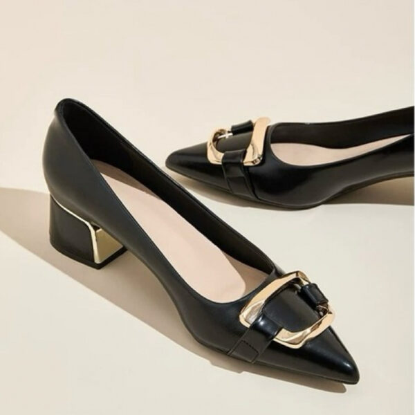 Newness Milan Black Block Heel Pumps Classic black pumps with a comfortable block heel perfect for any occasion