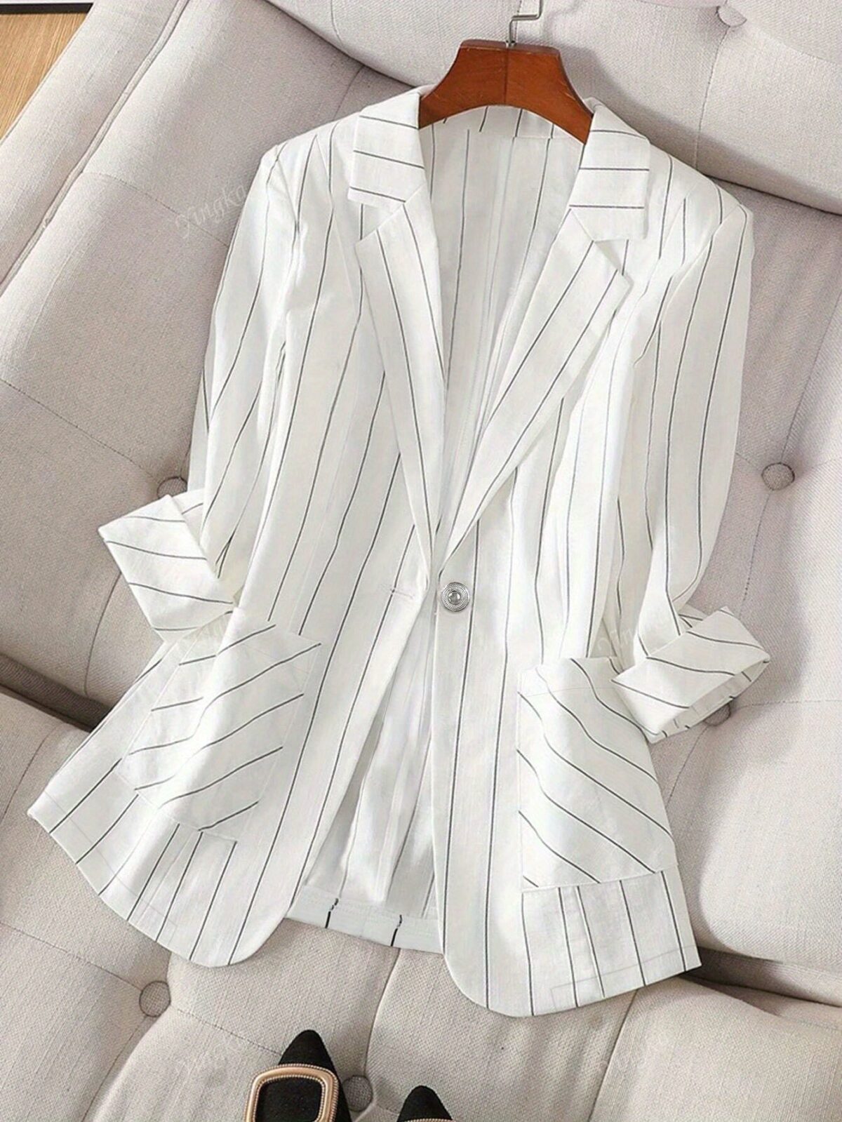 City Chic Womens Pinstripe Casual Blazer in springsummer Effortlessly chic and comfortable
