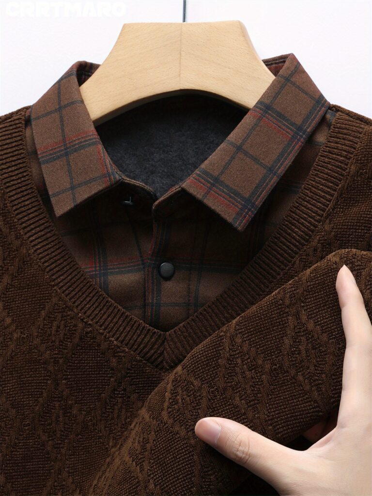 Crimson Comfort Men's Plaid Collar Casual Shirt in black and red plaid, lightweight and breathable, perfect for spring and fall.