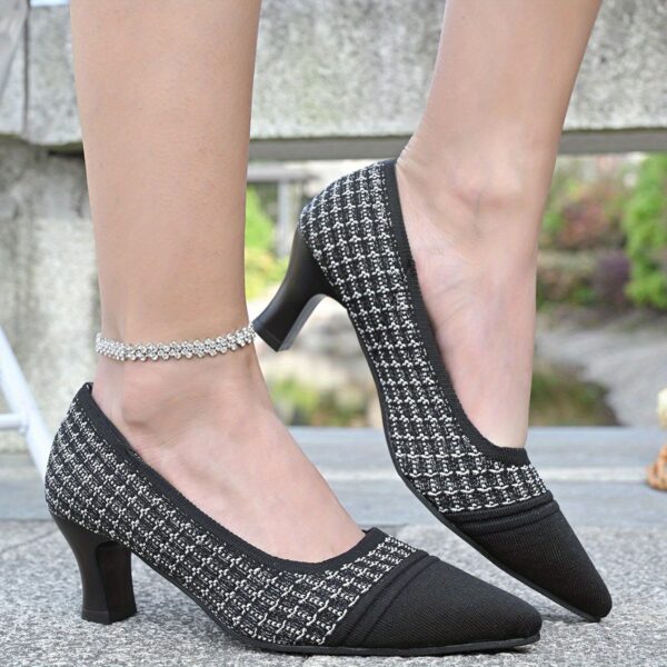 Newness Parisian Chic Chunky Block Heel Pumps Elevate your style with these French inspired pumps featuring dazzling rhinestone embellishments and a comfortable chunky block heel perfect for any season
