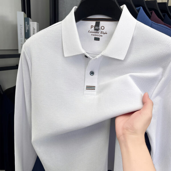 Newness Essential Comfort Men's Cotton Long Sleeve Shirt in classic white, showcasing its soft, breathable fabric and perfect fit on a male model.