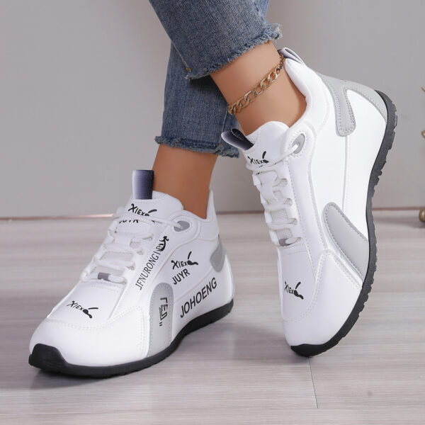 Newness Cityscape White Lace Up Sneakers Comfortable breathable white sneakers with lace up closure perfect for any occasion
