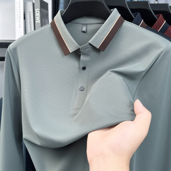 Newness Executive Collection: Men's Black Long Sleeve Shirt. Classic collar with contrast trim, comfortable and durable fit, perfect for both casual and formal occasions.