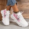 Newness Bloomsbury Floral Print Sneakers in white showcasing breathable knit fabric and lightweight TPR sole Perfect for all season wear