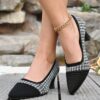 Newness Parisian Chic Chunky Block Heel Pumps Elevate your style with these French inspired pumps featuring dazzling rhinestone embellishments and a comfortable chunky block heel perfect for any season