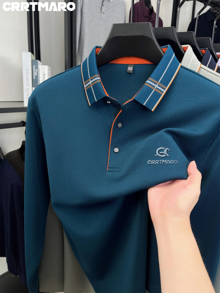 Men's Autumn Style Embroidered Long Sleeve Shirt in a wrinkle-free, luxurious fabric blend. Perfect for any occasion.