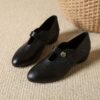 Newness Parisian Pointed Mary Jane Flats in classic black showcasing the elegant pointed toe and comfortable fit Perfect for any occasion