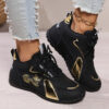 Newness Golden Dragon Accent Black Sneakers Sleek black sneakers adorned with a golden dragon accent showcasing breathable comfort and edgy design