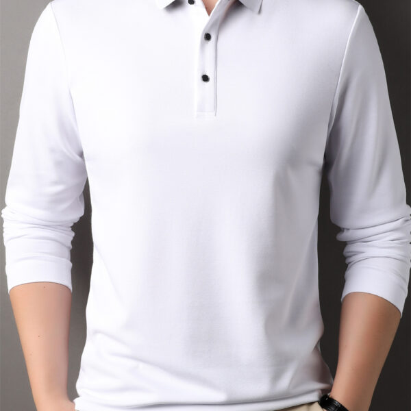 Sophisticated Style Men's Velvet Blend Long Sleeve Polo Shirt in deep blue. Close-up showing luxurious texture and comfortable fit.