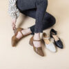 Womens platform Mary Jane shoes with adjustable buckle strap round toe and soft synthetic material