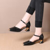 Newness Parisian Chic Square Toe Pumps Classic French inspired design in elegant black leather Perfect for any occasion
