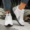 Newness Aurora Luxe White Golden Sneakers Elevate your style with these breathable comfortable sneakers featuring a stylish white and gold design non slip sole perfect for all seasons