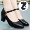 Newness Parisian Chic Black Ankle Strap Pumps Classic black pumps with delicate ankle strap showcasing comfort and style