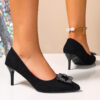 Midnight Sparkle Rhinestone Pointed Heels by Newness Elegant black pointed toe heels adorned with sparkling rhinestones