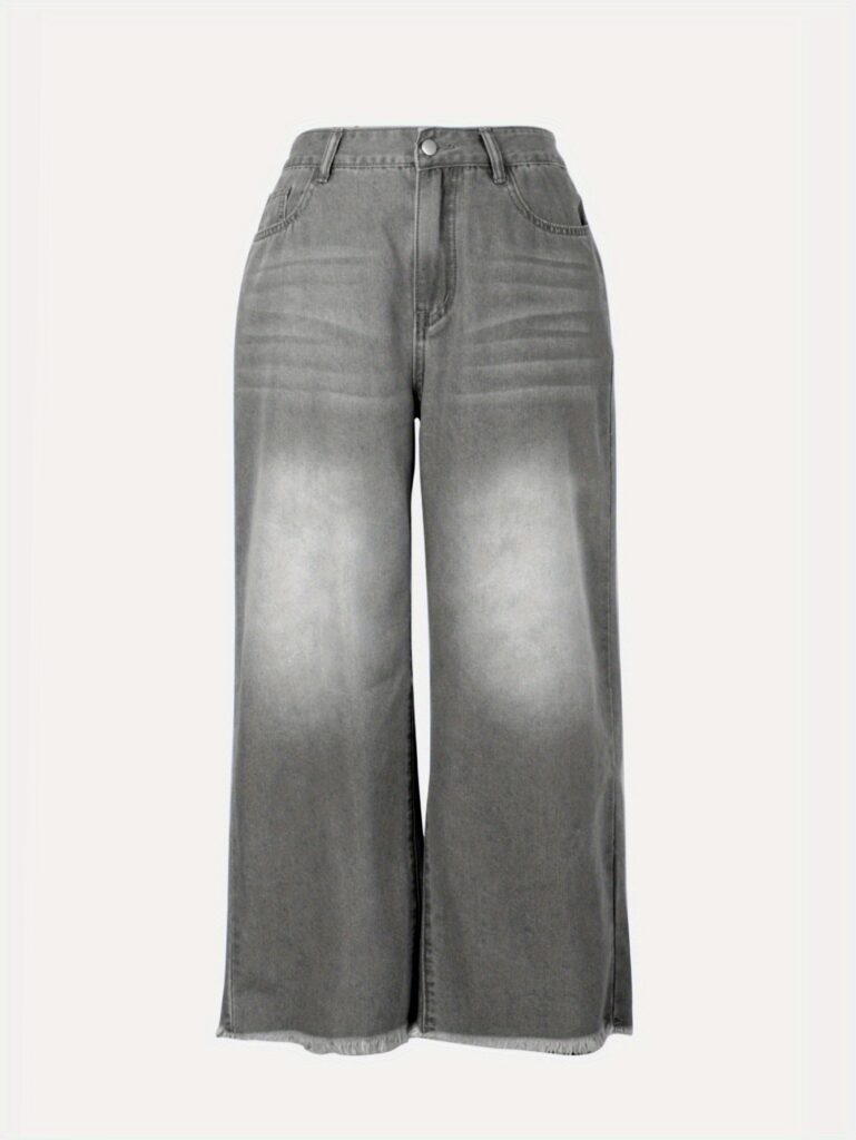 Newness Effortless Chic High-Waist Straight Jeans: A model effortlessly rocks our straight-leg jeans, showcasing their flattering high-waist and perfect fit.