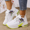 Newness Aria Butterfly Print Sneakers in white and neon accents showcasing breathable fabric and comfortable EVA sole Perfect for spring summer and beyond