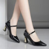 Bordeaux Nights Burgundy Mary Jane Heels by Newness These elegant heels feature a glossy finish a comfortable block heel and an adjustable ankle strap perfect for spring events