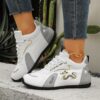 Newness Aurora Luxe White Golden Sneakers Elevate your style with these breathable comfortable sneakers featuring a stylish white and gold design non slip sole perfect for all seasons