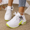Newness Aria Butterfly Print Sneakers in white and neon accents showcasing breathable fabric and comfortable EVA sole Perfect for spring summer and beyond