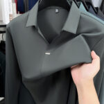 SharpStyle Mens Wrinkle Resistant Dress Shirt in crisp white showcasing its tailored fit and smooth texture Ideal for both business and casual settings