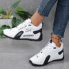 Newness Urban Edge Minimalist Lace Up Sneakers Chic comfortable and perfect for any occasion A close up shot showcasing the minimalist design and lace up detail