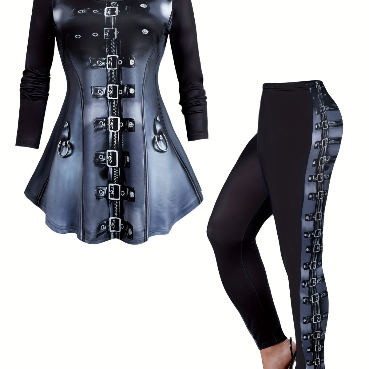 Modern Matrix Printed Two Piece Set from Newness A chic and effortlessly cool outfit featuring a trendy matrix print