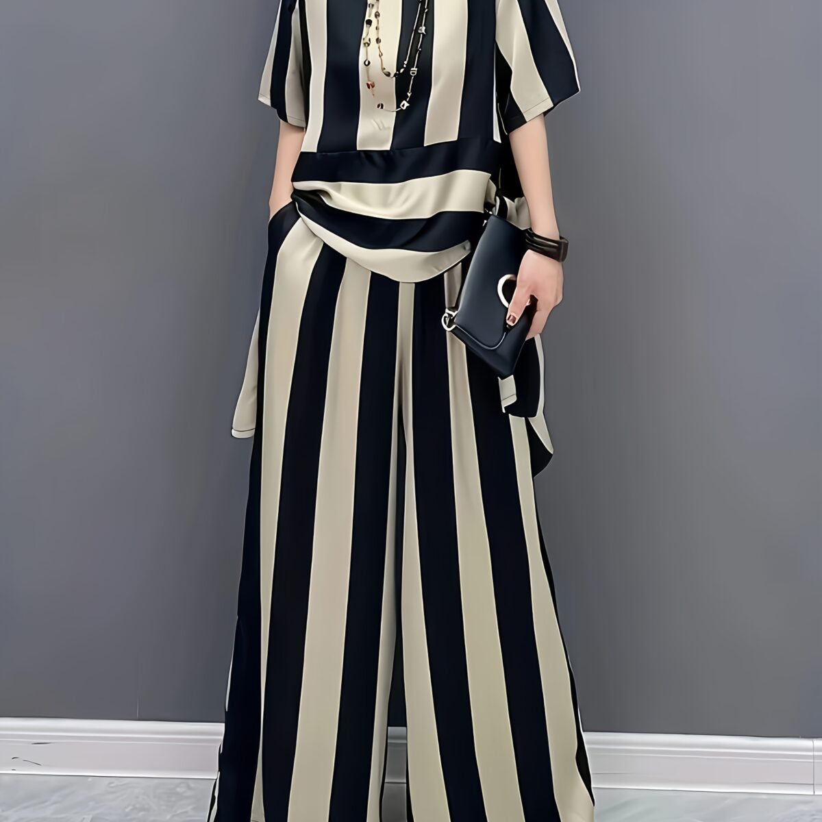The Newness Cairo Striped Two Piece Set A stylish and versatile two piece outfit perfect for any occasion Featuring a chic striped pattern and modern design