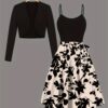 Embrace timeless elegance in the Newness Vienna Bloom Floral Print Dress This chic two piece set features a delicate floral print perfect for any occasion