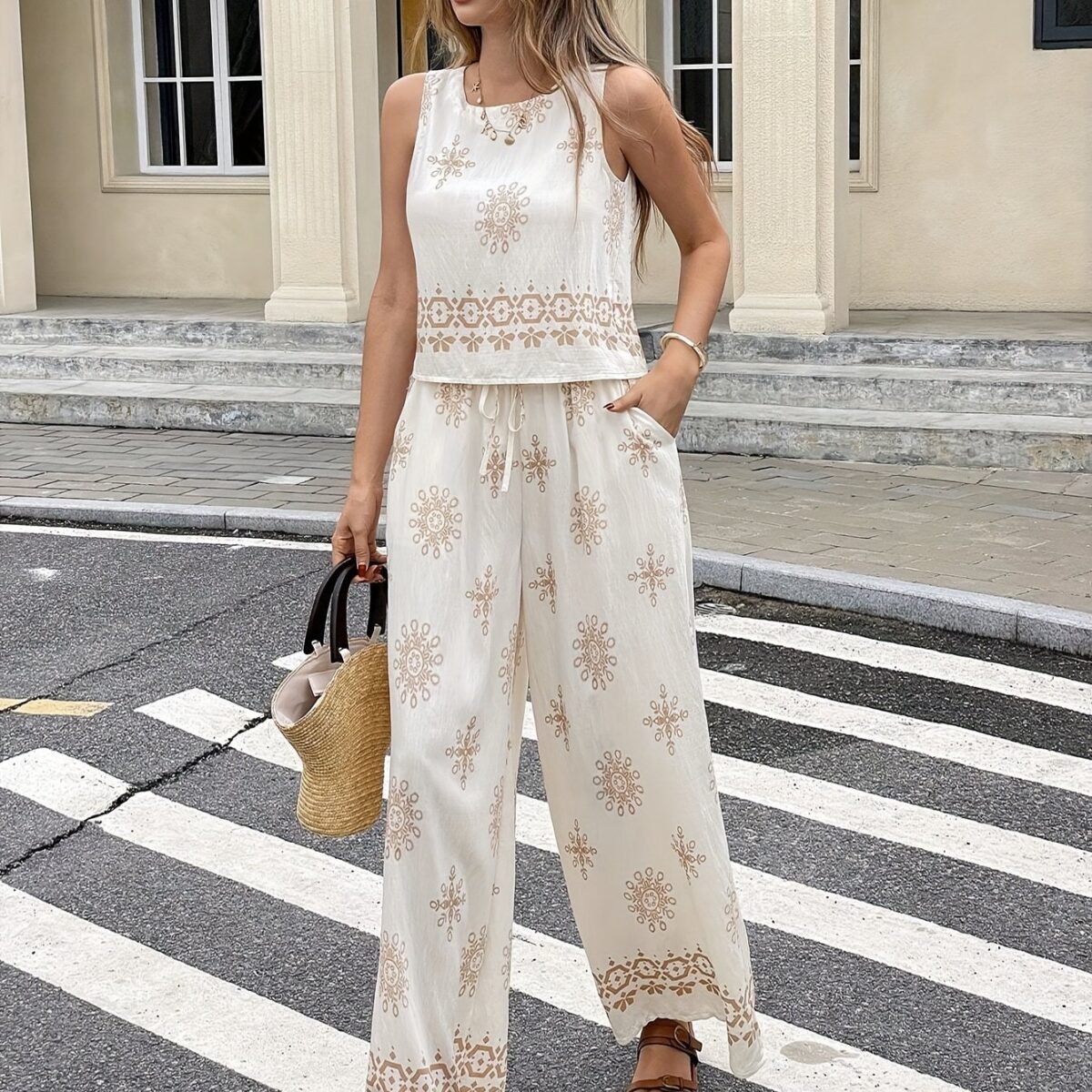 Effortlessly chic Casablanca Floral Print Set from Newness a luxurious two piece outfit in a vibrant floral print crafted from a rayon and polyester blend