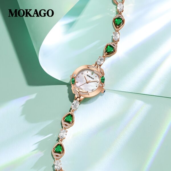 MKGO Elegant Women's Quartz Watch with Crystal Carp Design, Luxury Bracelet Style
