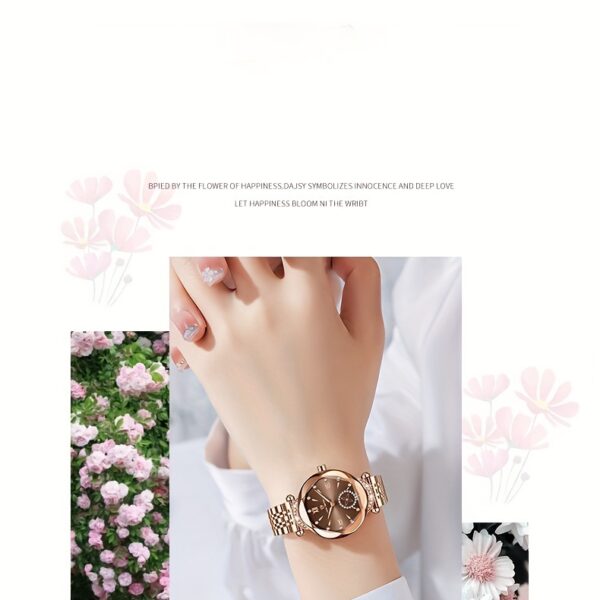 Newness Celestial Sparkle Women's Quartz Watch: Rose gold and stainless steel watch, perfect for any occasion.