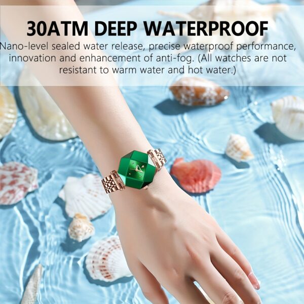 POEDAGAR Women's Elegant Quartz Watch, Vintage Style, Green Dial with Rose Golden Accents, PU Leather Strap