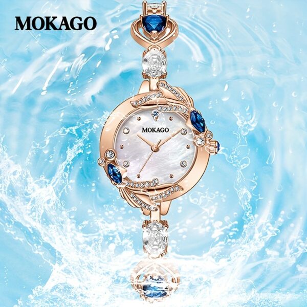 MKGO Elegant Women's Quartz Watch with Crystal Carp Design, Luxury Bracelet Style