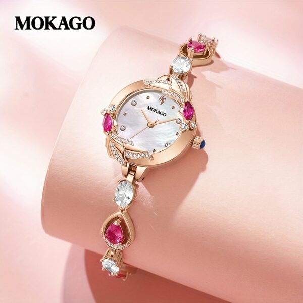 MKGO Elegant Women's Quartz Watch with Crystal Carp Design, Luxury Bracelet Style