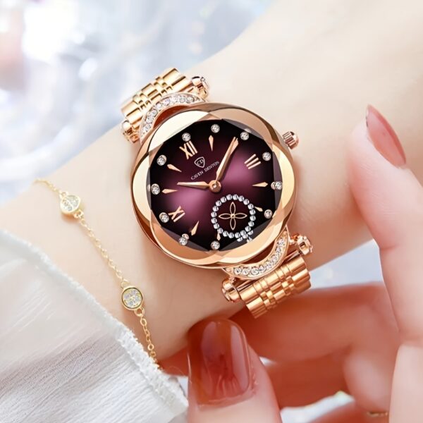 Newness Celestial Sparkle Women's Quartz Watch: Rose gold and stainless steel watch, perfect for any occasion.
