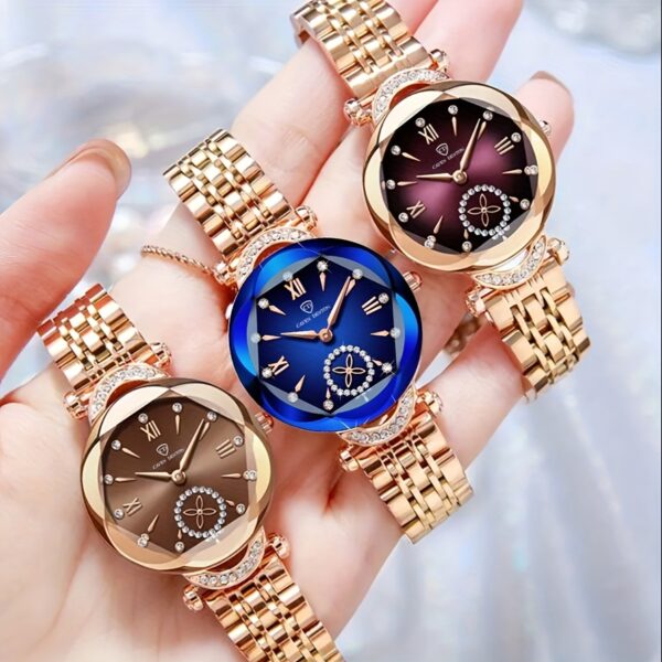 Newness Celestial Sparkle Women's Quartz Watch: Rose gold and stainless steel watch, perfect for any occasion.
