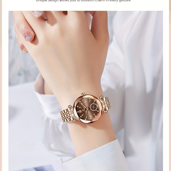 Newness Celestial Sparkle Women's Quartz Watch: Rose gold and stainless steel watch, perfect for any occasion.
