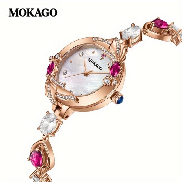 MKGO Elegant Women's Quartz Watch with Crystal Carp Design, Luxury Bracelet Style