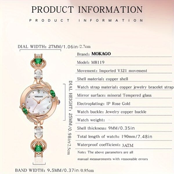 MKGO Elegant Women's Quartz Watch with Crystal Carp Design, Luxury Bracelet Style