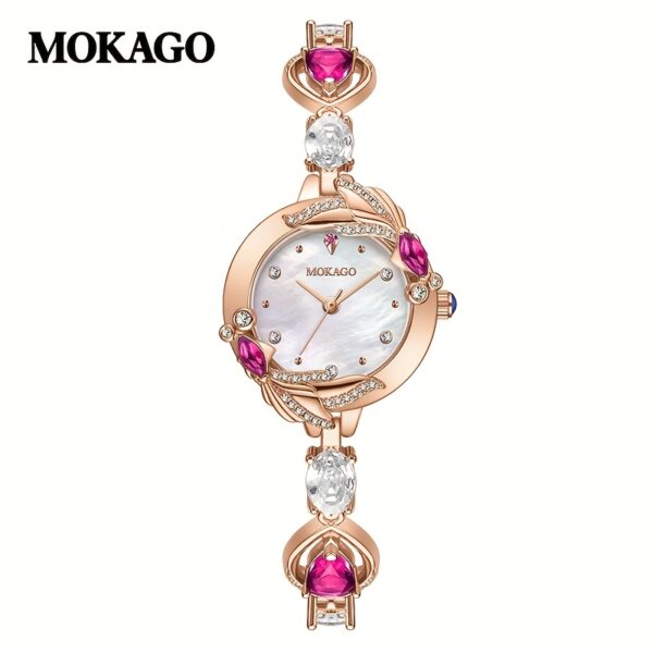 MKGO Elegant Women's Quartz Watch with Crystal Carp Design, Luxury Bracelet Style
