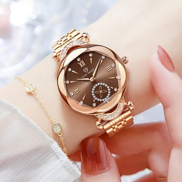 Newness Celestial Sparkle Women's Quartz Watch: Rose gold and stainless steel watch, perfect for any occasion.