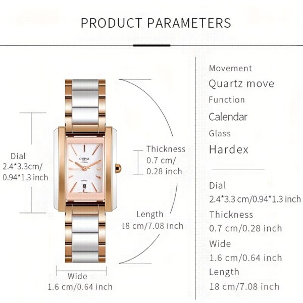 Celestial Dusk Ceramic Square Watch: Rose gold and ceramic band, square watch face with white dial.