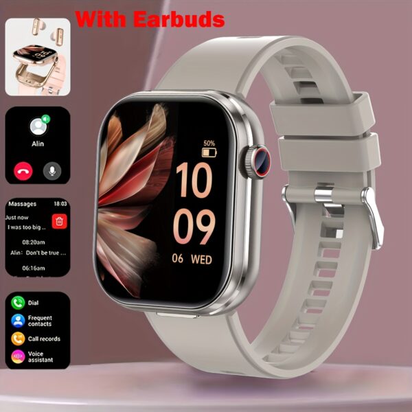 Newness Aurora 2-in-1 Smartwatch with Wireless Earbuds: Chic design, showing both smartwatch and earbuds.