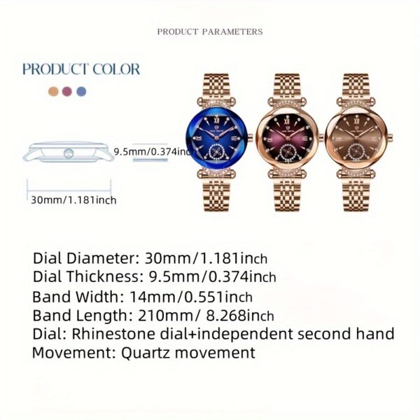 Newness Celestial Sparkle Women's Quartz Watch: Rose gold and stainless steel watch, perfect for any occasion.