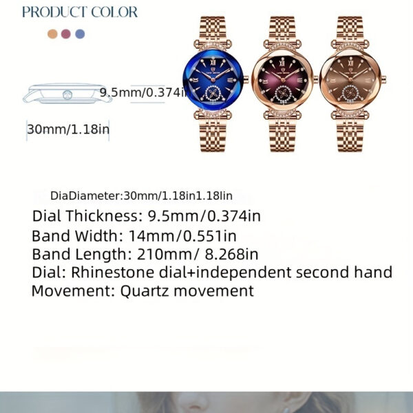 Newness Celestial Sparkle Women's Quartz Watch: Rose gold and stainless steel watch, perfect for any occasion.